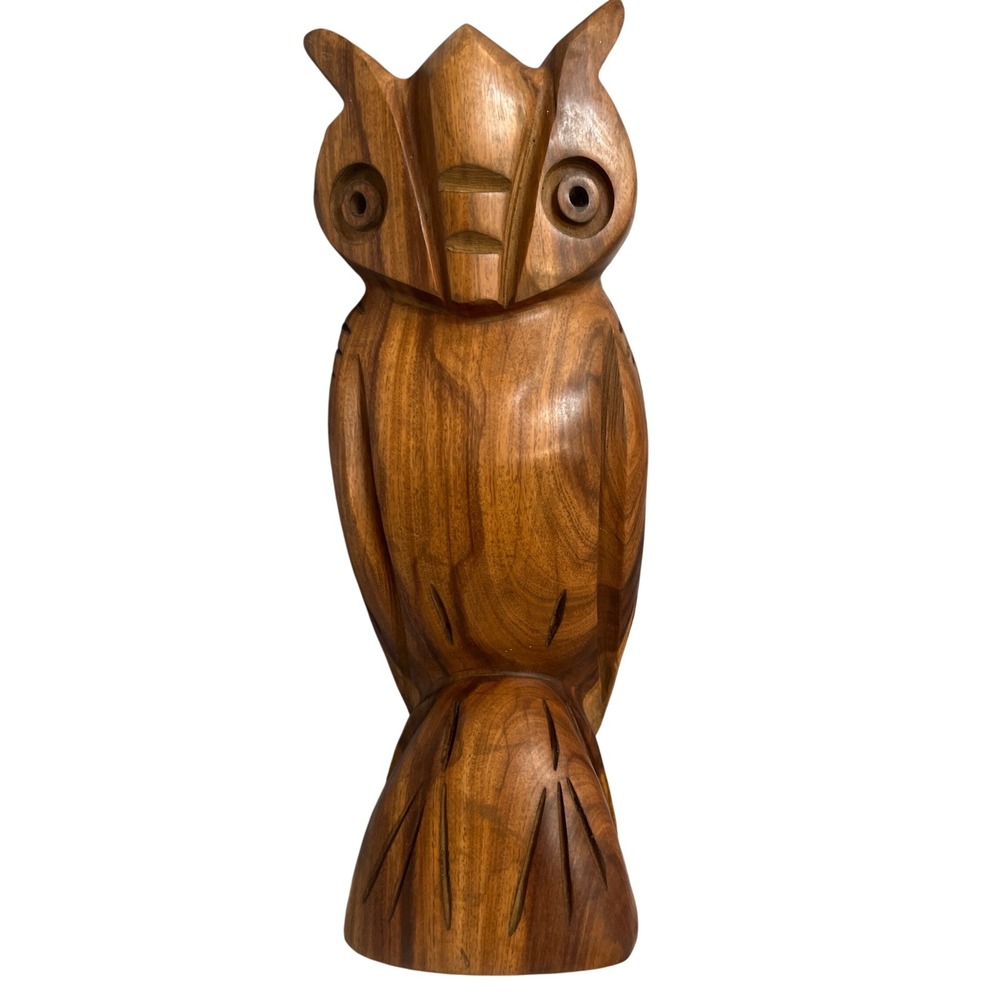 Vtg MCM Hand Carved Desert Ironwood Owl Sculpture Mexican Folk Art Palo Fierro